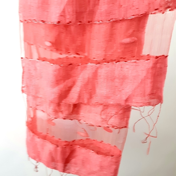 Red Long bohemian summer Scarf - Picture 3 of 5